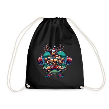 Noël Bodybuilder Renne Muscle Power - Sac de sport léger - noir - Devant