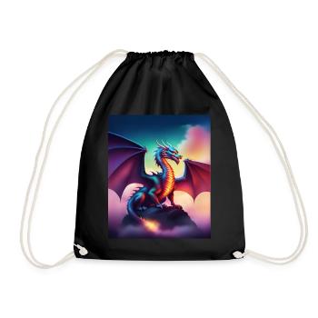 Drache auf einer Klippe - Turnbeutel - Schwarz - Vorne