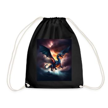 Cool dragon flying over the clouds - Drawstring Bag - black - Front