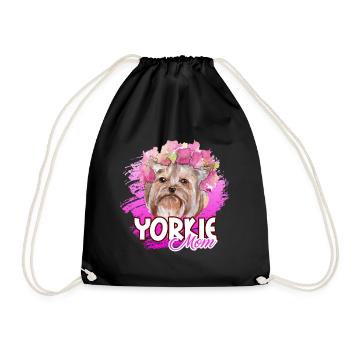 Funny Yorkie Mom - Drawstring Bag - black - Front