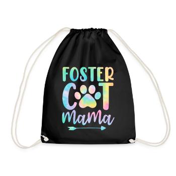 Foster Cat Mama Drôle de chat Tie Dye Sauvetage Maman - Sac de sport léger - noir - Devant