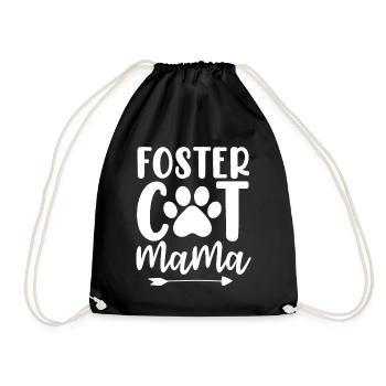 Foster Cat Mama Save Animal Advocate Funny Kitten - Drawstring Bag - black - Front
