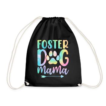 Pflegehund Mama Tierheim Hund Tie Dye Lustige Hunde - Turnbeutel - Schwarz - Vorne