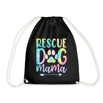 Rettungshund Mama Pflegehund Mama Tie Dye Tier - Turnbeutel - Schwarz - Vorne