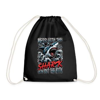 Shark Hunting Mess With The Shark Fossil Hunter - Drawstring Bag - black - Front
