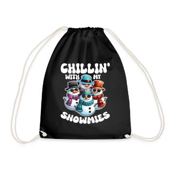 Chillin With My Snowmies Cool Snowmen - Drawstring Bag - black - Front