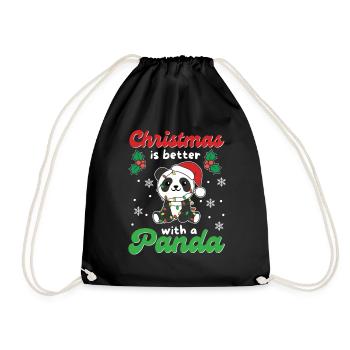 Noël, c’est mieux avec un panda - Sac de sport léger - noir - Devant