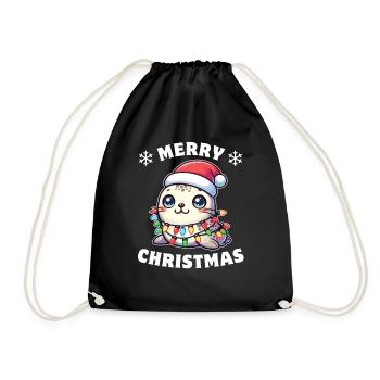 Chapeau de Noël Noël Fées Guirlandes Sceau - Sac de sport léger - noir - Devant