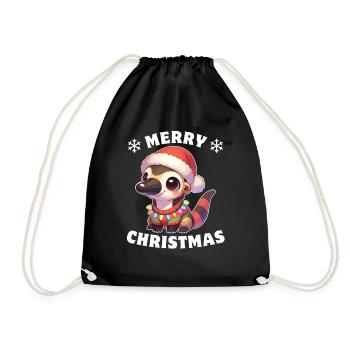 Christmas Hat Christmas Fairy Lights Tamandua - Drawstring Bag - black - Front