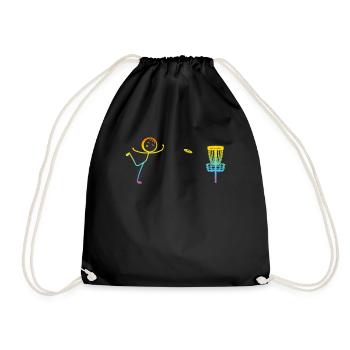 Disc Golfing Funny Disc Golf Stick Figure - Turnbeutel - Schwarz - Vorne