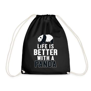 Life is Better with a Panda Panda Bear Friend - Drawstring Bag - black - Front