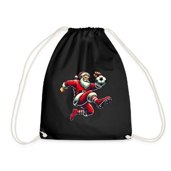 Weihnachten Fußball Santa Kicker - Turnbeutel - Schwarz - Vorne