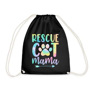 Chat de sauvetage Mama Chat drôle Tie Dye Refuge Foster - Sac de sport léger - noir - Devant