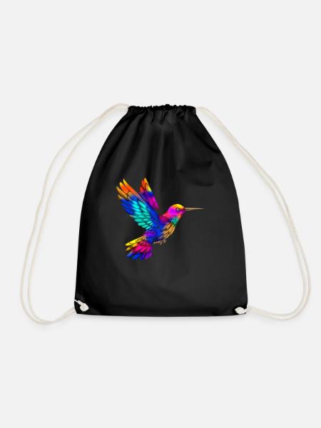 Buntes Spektrum farbenfroher Kolibri-Flügel - Turnbeutel - Schwarz