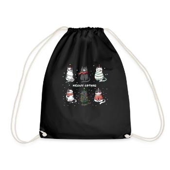 Christmas Cats Meowy Catmas Kitten Costume - Drawstring Bag - black - Front