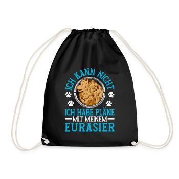 Plans with my Eurasier Eurasian Spitz - Drawstring Bag - black - Front