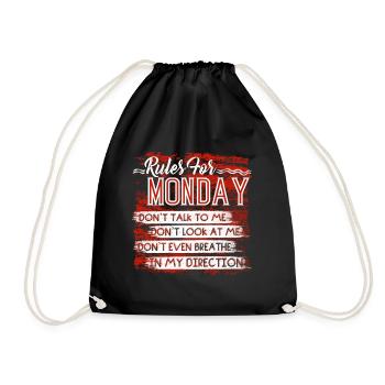Rules For Monday - Drawstring Bag - black - Front