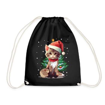 Cats Christmas Pets Santa Claus - Drawstring Bag - black - Front