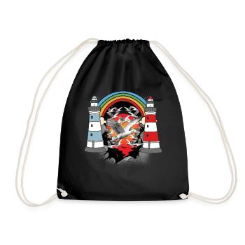 maritime, phare, phares, mouettes, mouettes - Sac de sport léger - noir - Devant