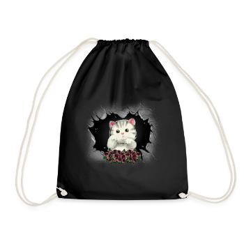 Chat Chats Chaton Roses Salutations Anniversaire - Sac de sport léger - noir - Devant