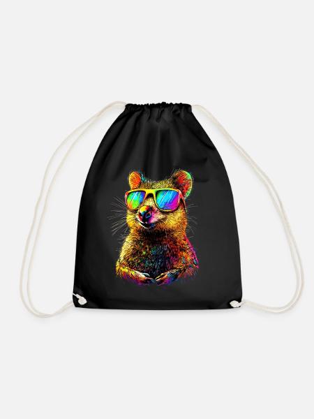 Quokka Sonnenbrille Regenbogen Australien Quokkas - Turnbeutel - Schwarz