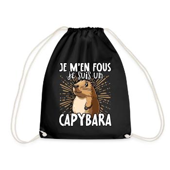 Je m'en fous je suis un capybara - süßes Capybara - Turnbeutel - Schwarz - Vorne
