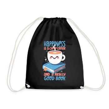 Le bonheur, c’est une tasse de café et un bon livre - Sac de sport léger - noir - Devant