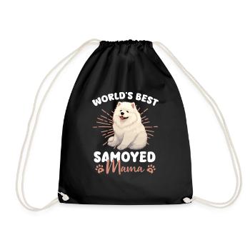 Samoyed Groovy Samoyed Mom - Drawstring Bag - black - Front