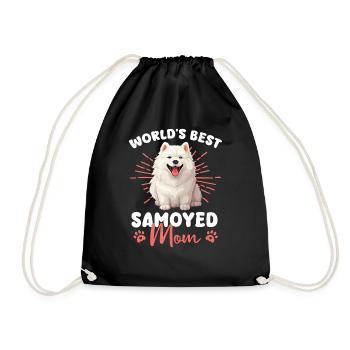 Samoyed Groovy Samoyed Mom - Drawstring Bag - black - Front