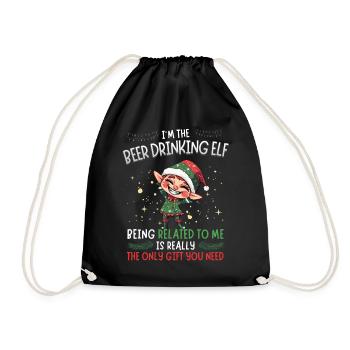 weihnaI'm the Beer Drinking Elf: Partnerlook Weihn - Turnbeutel - Schwarz - Vorne