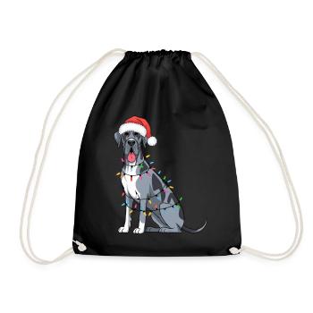 Great Dane Christmas Lights Xmas Dogs Gifts - Drawstring Bag - black - Front