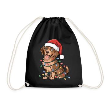 Chesapeake Bay Retriever Christmas Lights Xmas Dog - Drawstring Bag - black - Front