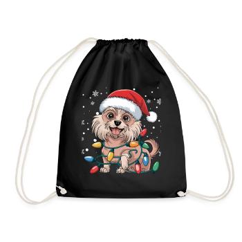 Lumières de Noël chinoises à crête Noël Chiens Cadeaux - Sac de sport léger - noir - Devant