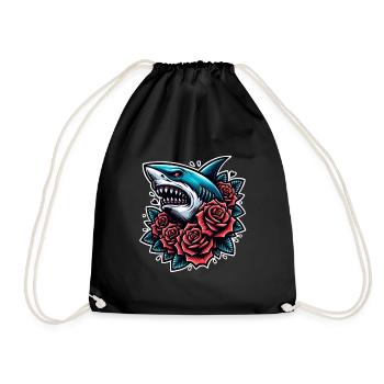Shark - Drawstring Bag - black - Front
