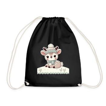 Bezauberndes Vintage Design Mit Rentier Und Schnee - Turnbeutel - Schwarz - Vorne