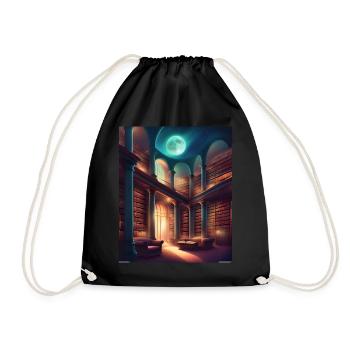 Fantasy-Bibliothek - Turnbeutel - Schwarz - Vorne