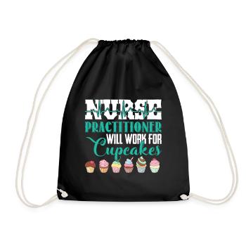 Nurse Practitioner Will Work For Cupcakes - Drawstring Bag - black - Front