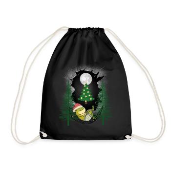 Nikolaus Frosch Weihnachten Chillen Santa Xmas - Turnbeutel - Schwarz - Vorne