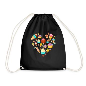 Amateur de crème glacée en forme de coeur Design - Sac de sport léger - noir - Devant