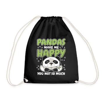 Pandas Make Me Happy Panda Bear Friend Lover - Drawstring Bag - black - Front