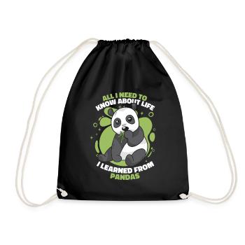 Ich habe von Pandas Panda Bär Freund Giant gelernt - Turnbeutel - Schwarz - Vorne