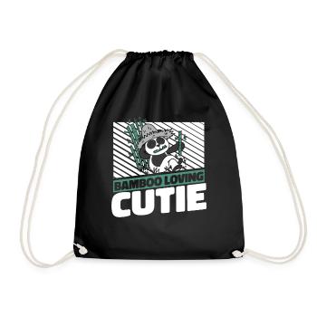 Bamboo Loving Cutie Panda Bear Friend Giant Panda - Drawstring Bag - black - Front