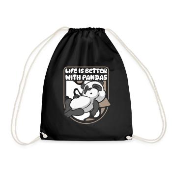 Life Is Better With Pandas Panda Bear Friend - Drawstring Bag - black - Front
