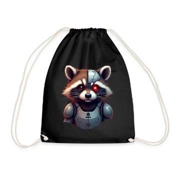 Lustige Roboter Tech Waschbär Cyborg Tier Raccoon - Turnbeutel - Schwarz - Vorne