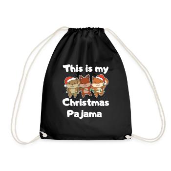 Squirrel Christmas Pajamas - Drawstring Bag - black - Front