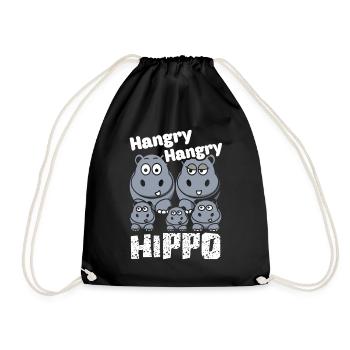 Funny Hangry Hippo - Drawstring Bag - black - Front