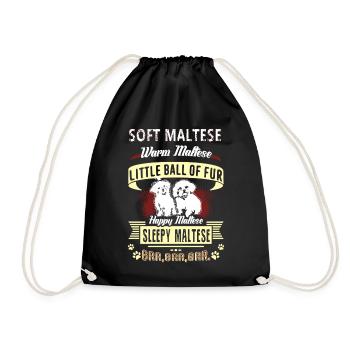 Soft Maltese Warm Maltese - Drawstring Bag - black - Front