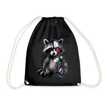 Lustige Roboter Tech Waschbär Cyborg Tier Raccoon - Turnbeutel - Schwarz - Vorne