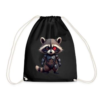 Lustige Roboter Tech Waschbär Cyborg Tier Raccoon - Turnbeutel - Schwarz - Vorne