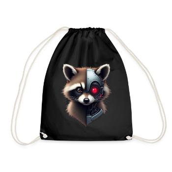 Lustige Roboter Tech Waschbär Cyborg Tier Raccoon - Turnbeutel - Schwarz - Vorne